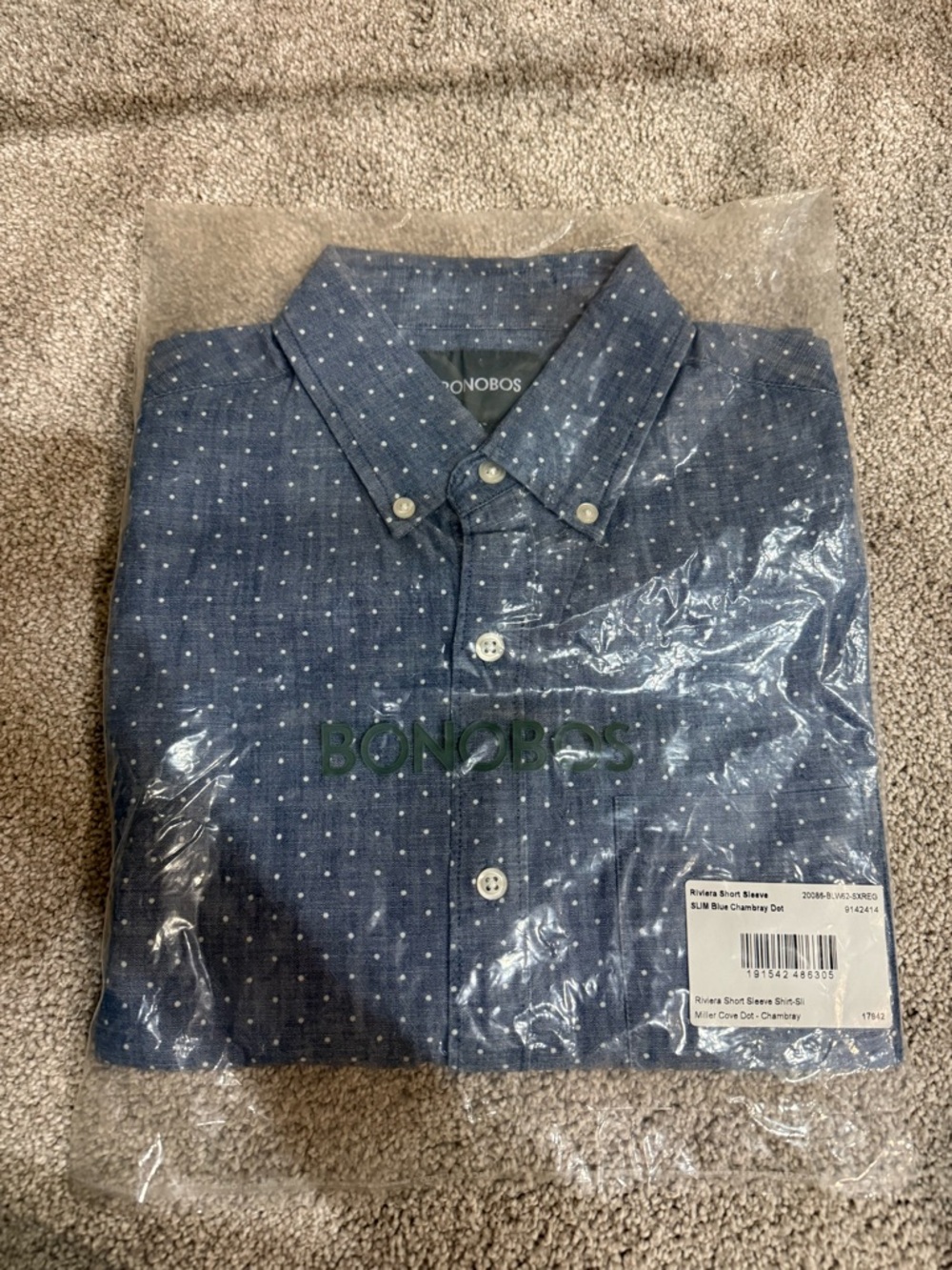 Bonobos Navy Blue Dot Short-Sleeve Button-Down Shirt